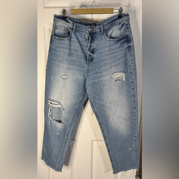 BDG Denim - BDG Destructed Straight Vintage Wash Button Fly Baggy Denim Jeans Size33(35)
